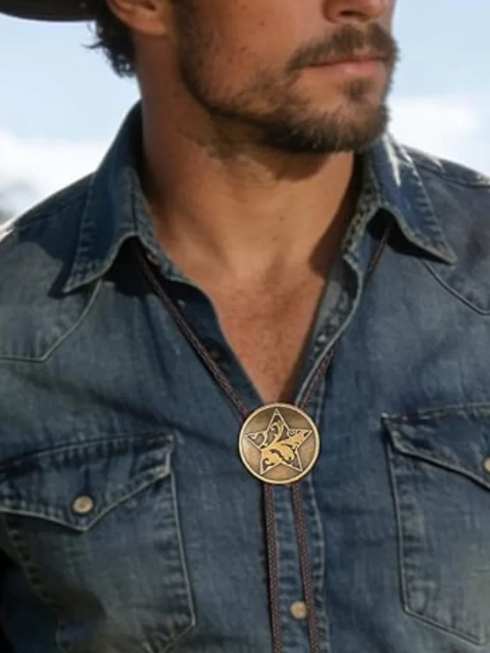 Rodeo Cowboy Leather Bolo Tie